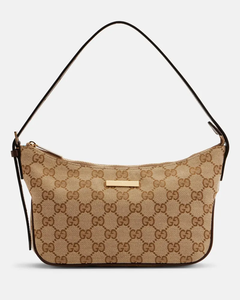 Gucci Schultertasche Lady Lunetta Small GG aus Canvas Beige