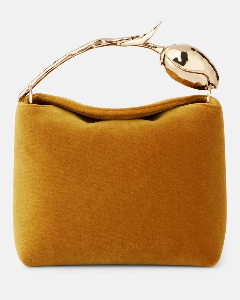 Erdem Verzierte Tote Bag Bloom Mini aus Samt Braun