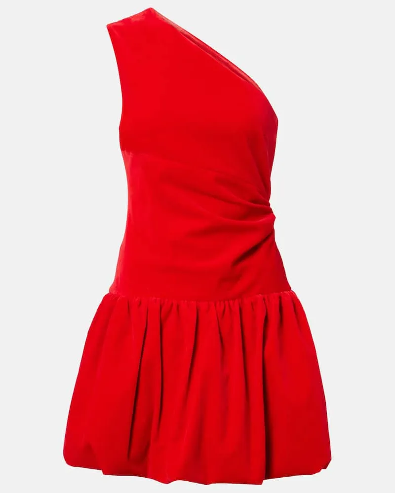 Patou One-Shoulder-Minikleid aus Baumwolle Rot
