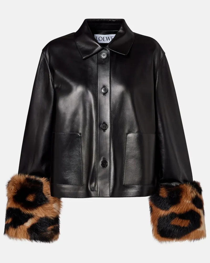 Loewe Lederjacke Schwarz