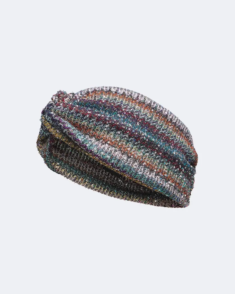 Missoni Stirnband aus Strick mit Pailletten Multicolor