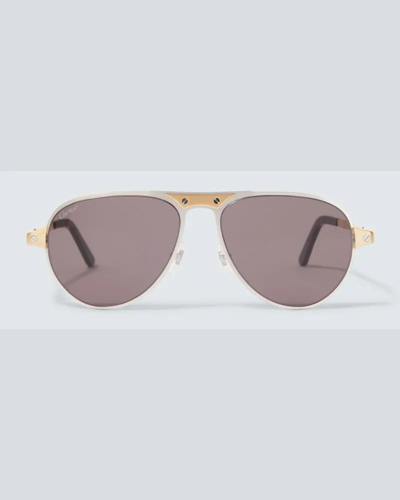 Cartier Aviator-Sonnenbrille Santos De Cartier Grau