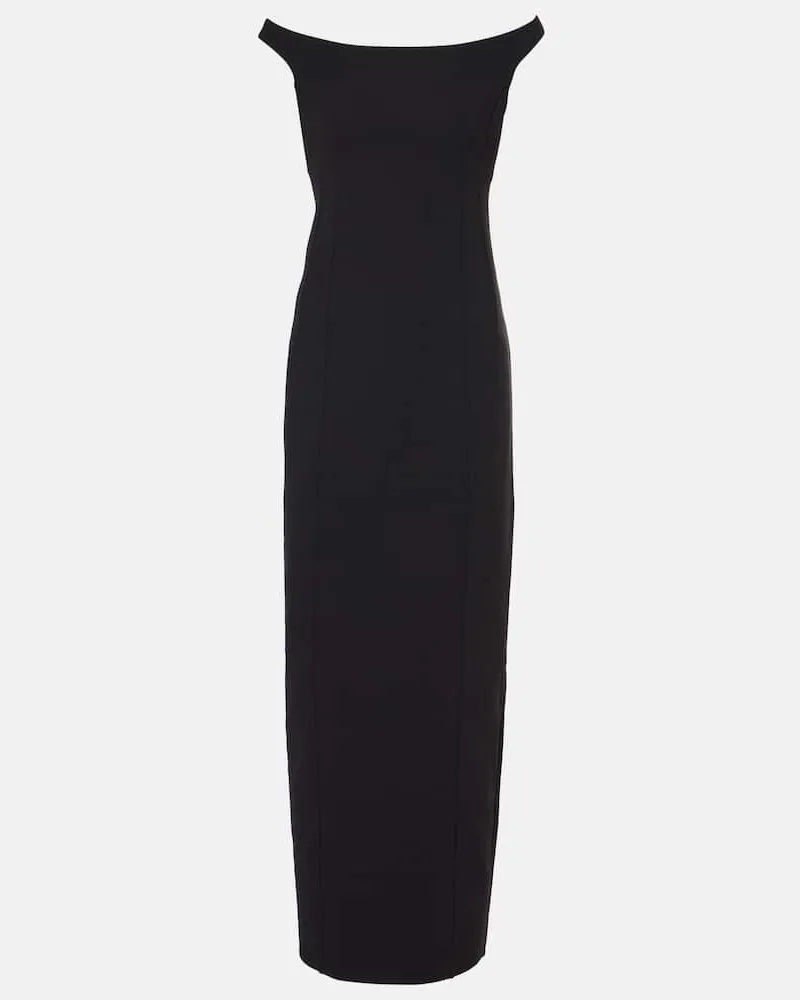 Totême Off-Shoulder-Maxikleid Schwarz