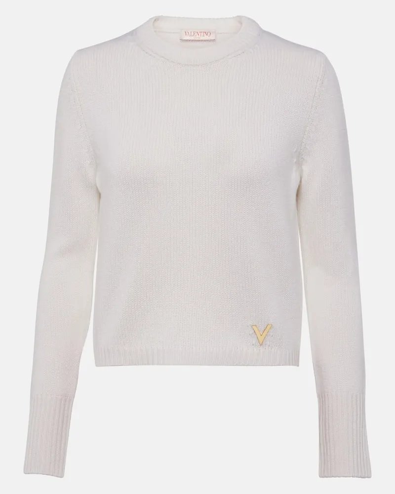 Valentino Garavani Pullover VGold aus Kaschmir Weiß