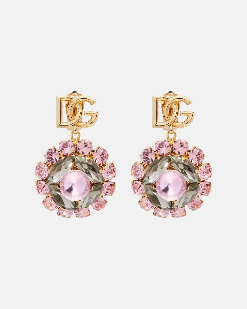 Dolce & Gabbana Clip-Ohrringe Re-Edition DG mit Kristallen Multicolor