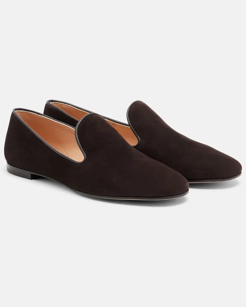 Gianvito Rossi Verzierte Loafers aus Veloursleder Braun