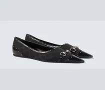 Verzierte Ballerinas Horsebit GG aus Canvas