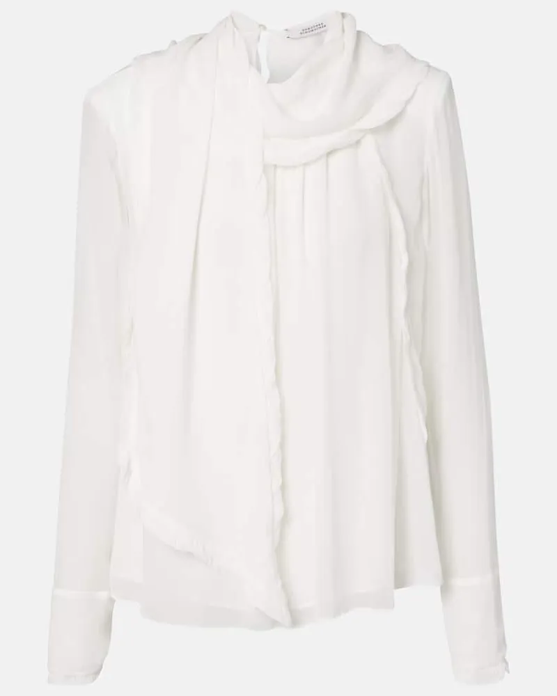 Dorothee Schumacher Top Sheer Twist aus Georgette Weiß