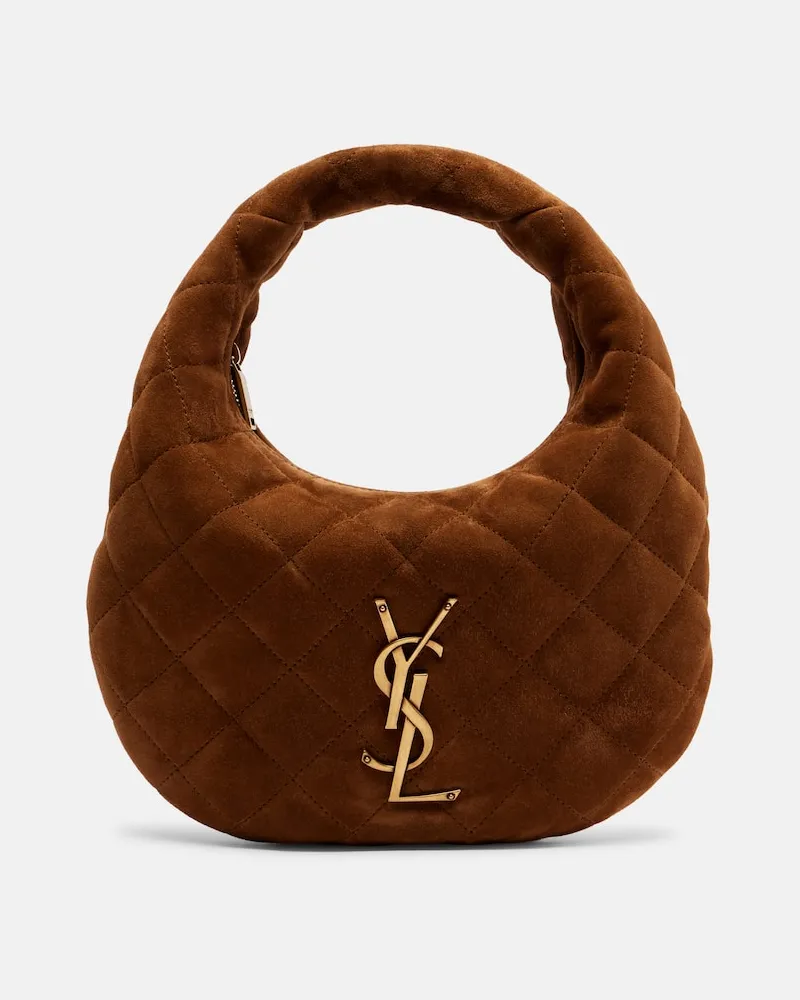 Saint Laurent Tote Bag Icarino Mini aus Veloursleder Beige