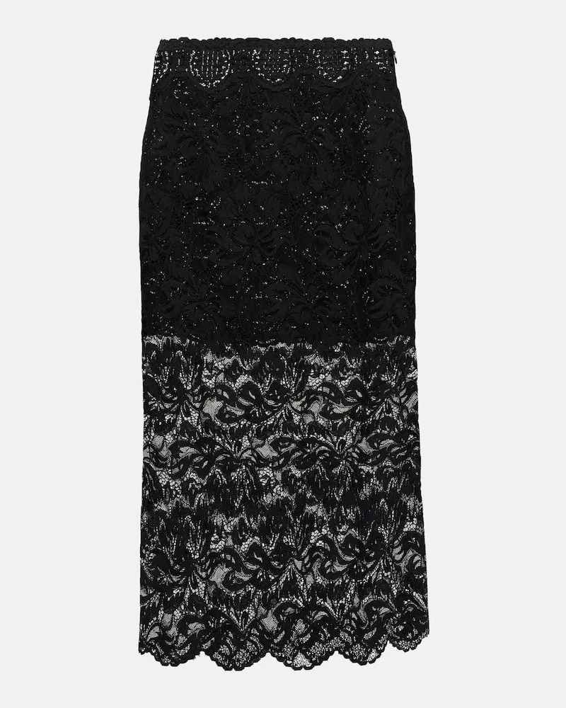 Paco Rabanne Midirock aus Spitze Schwarz