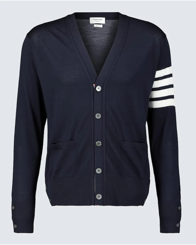 Thom Browne Cardigan 4-Bar aus Wolle Blau