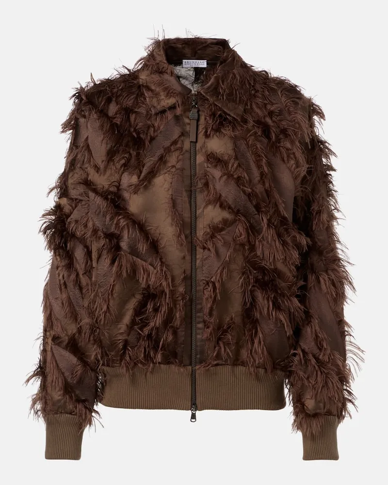 Brunello Cucinelli Jacke mit Federn Braun