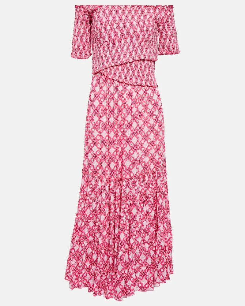 Poupette St Barth Bedrucktes Midikleid Soledad Rosa
