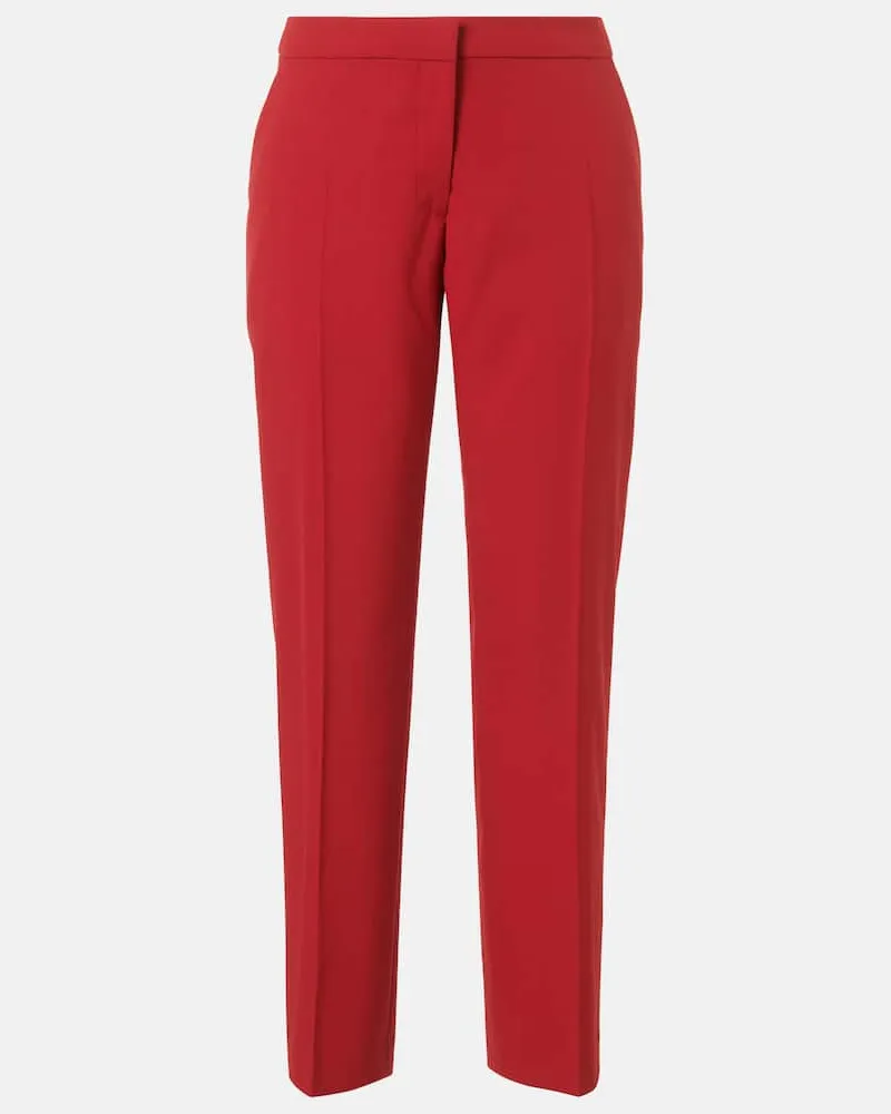 Dries van Noten Schmale Hose aus Wolle Rot