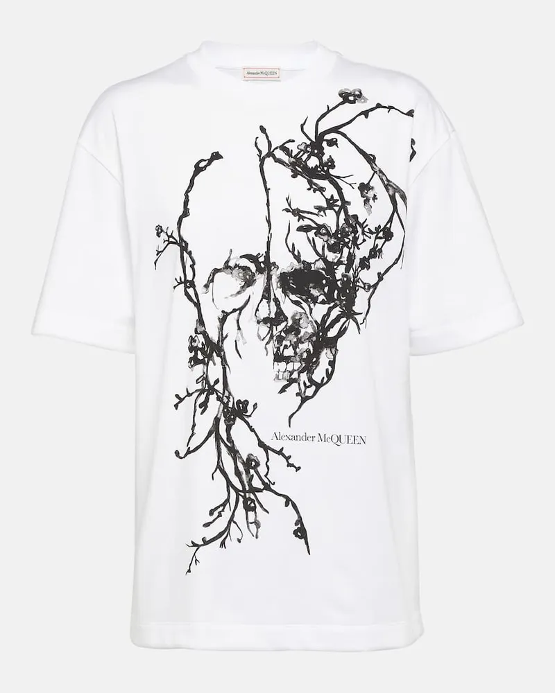 Alexander McQueen T-Shirt aus Baumwoll-Jersey Weiss