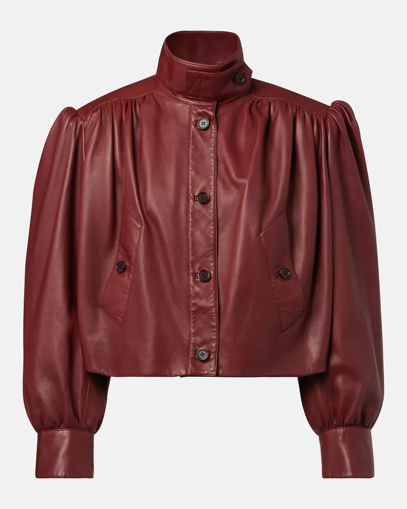 Chloé Chloé Cropped-Lederjacke Burgunderrot