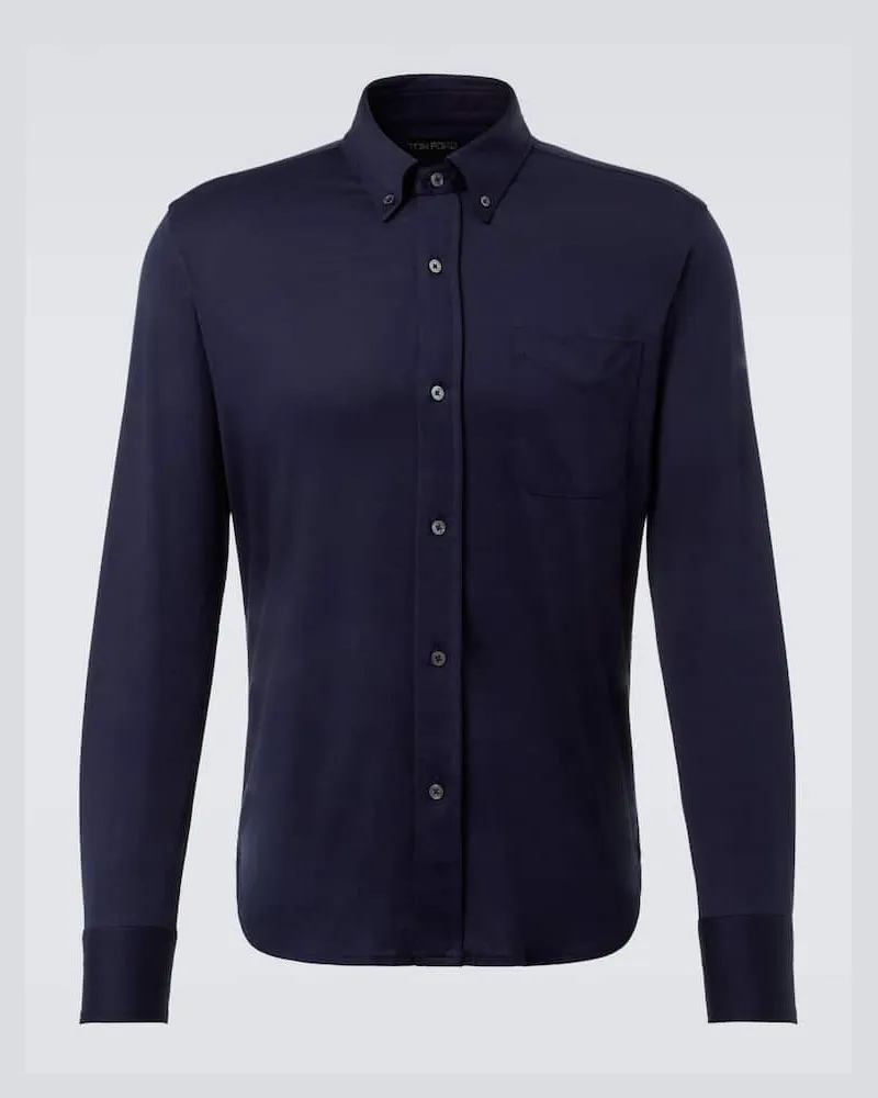 Tom Ford Hemd aus Seide und Baumwolle Blau