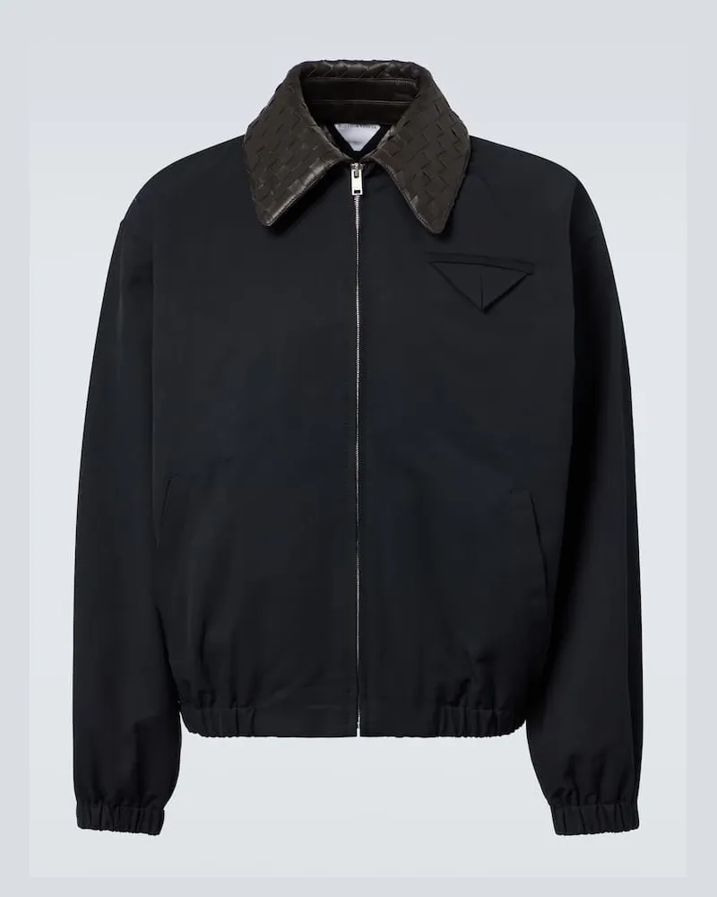 Bottega Veneta Blouson Intrecciato aus Canvas mit Leder Blau