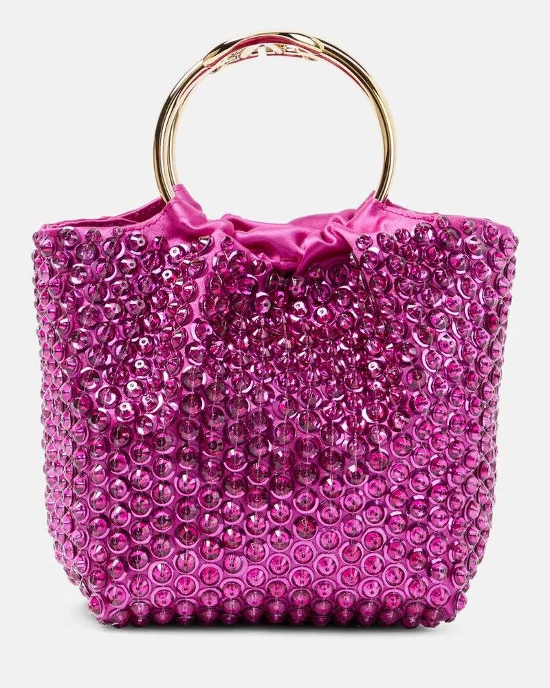 Valentino Garavani Bucket Bag Carry Secrets Small mit Kristallen Rosa