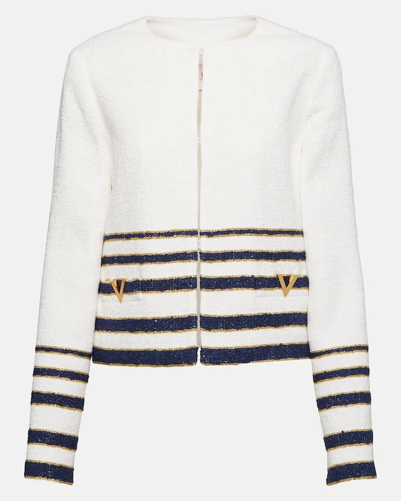 Valentino Garavani Jacke VLogo aus Tweed Weiß