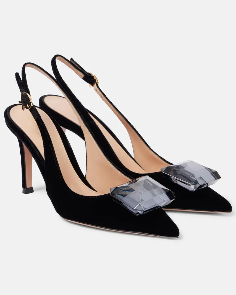 Gianvito Rossi Slingback-Pumps Jaipur 85 aus Samt Schwarz
