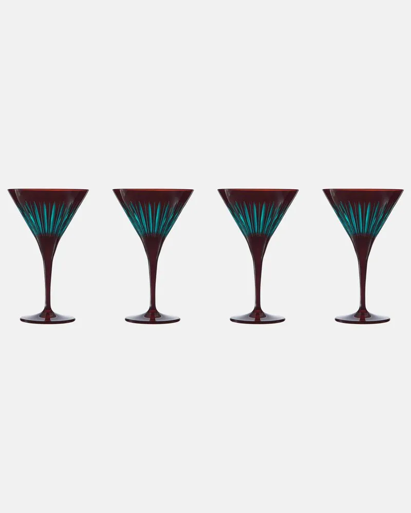 L’OBJET Set Prism aus vier Martinigläsern Blau