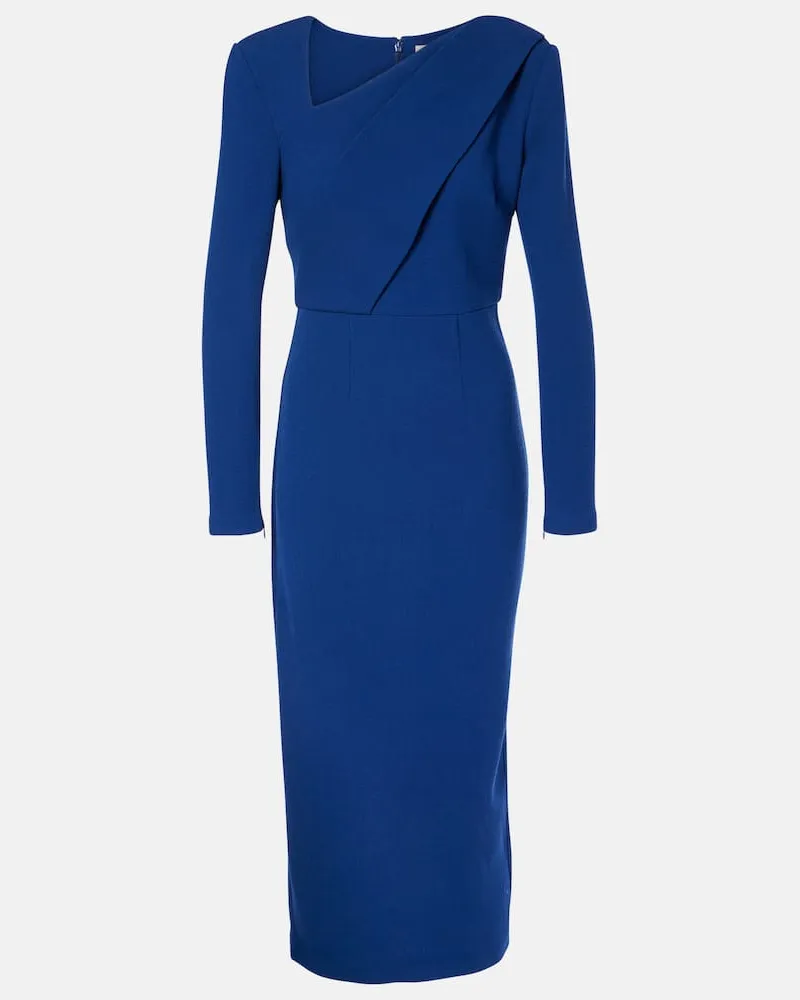 Roland Mouret Midikleid aus Woll-Crêpe Blau