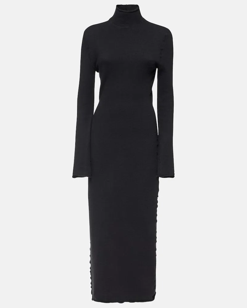 Bottega Veneta Maxikleid aus Wolle Schwarz