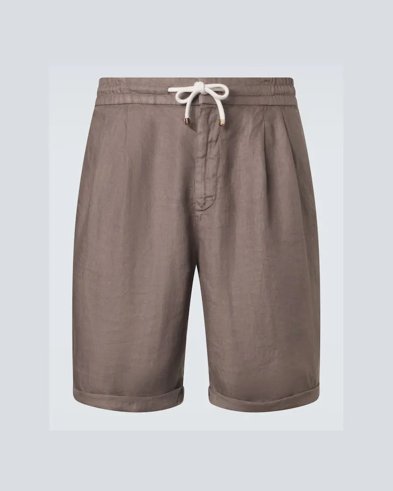 Brunello Cucinelli Shorts aus Leinen Braun