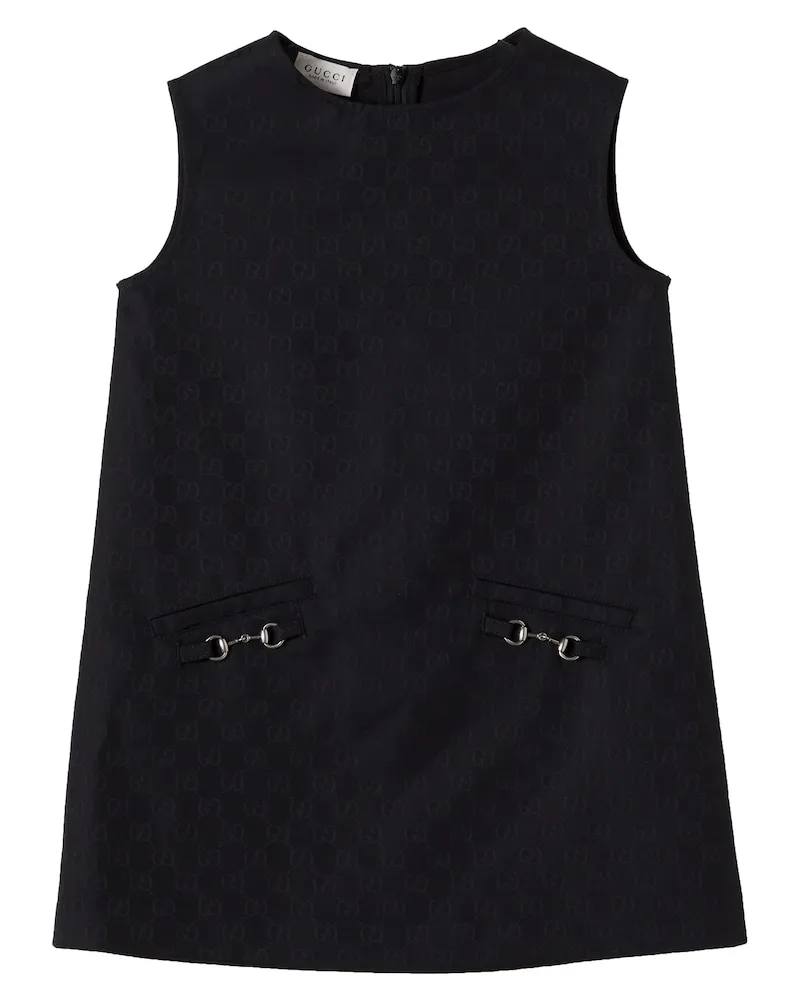 Gucci Kleid Horsebit GG aus Baumwoll-Jacquard Schwarz