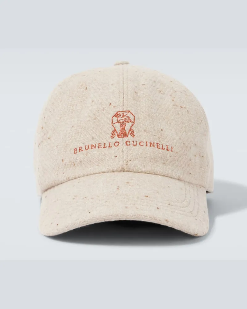 Brunello Cucinelli Baseballcap aus Wolle und Kaschmir Beige