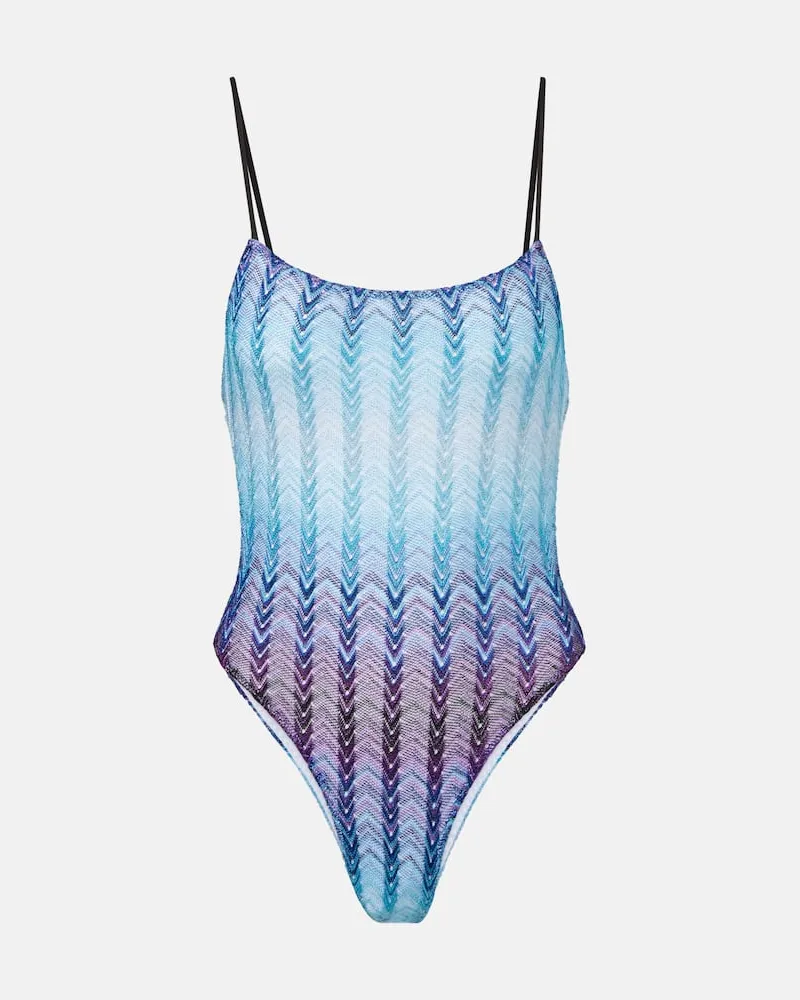 Missoni Badeanzug aus Häkelstrick Blau