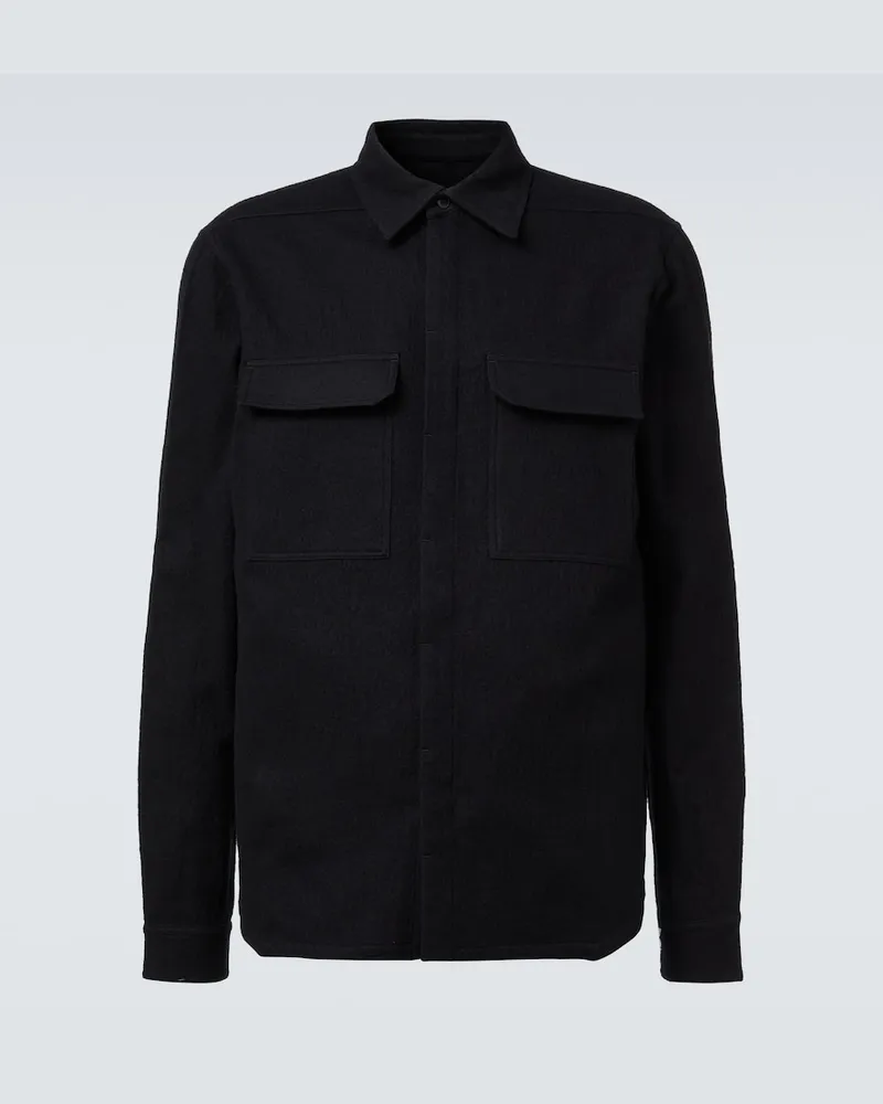Rick Owens Hemd aus Flanell und Wolle Schwarz