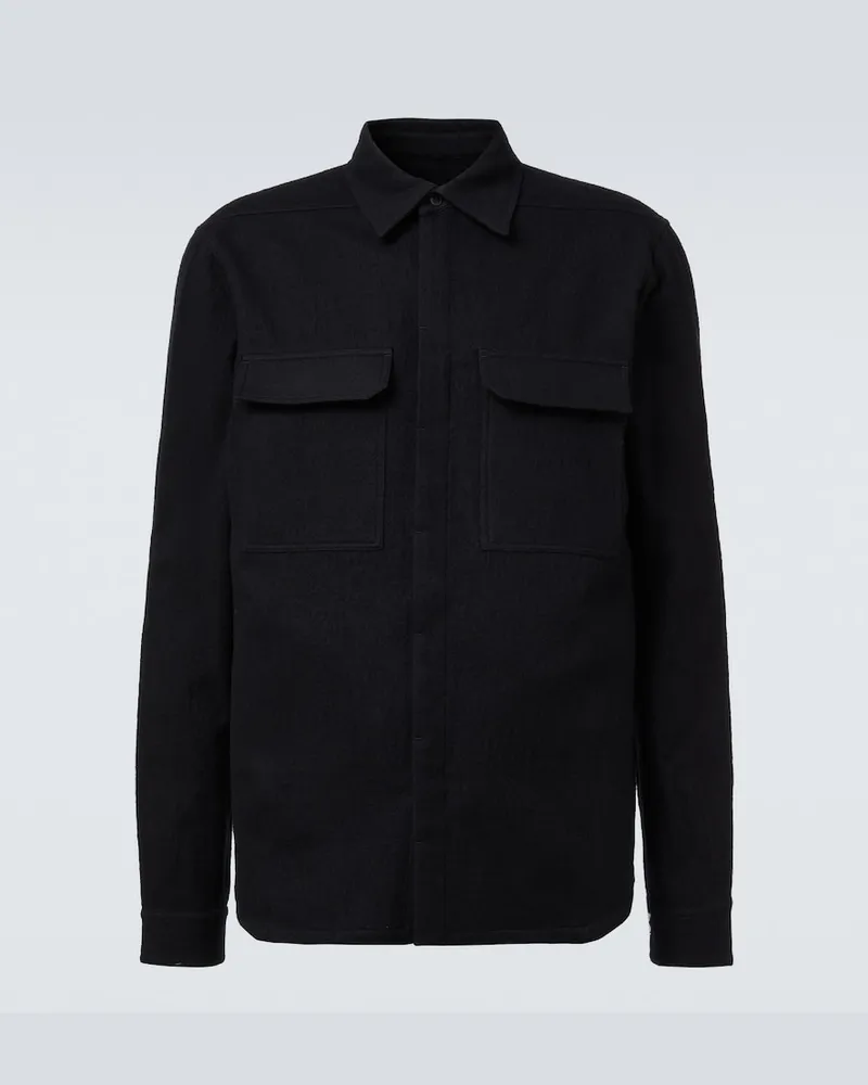 Rick Owens Hemd aus Flanell und Wolle Schwarz