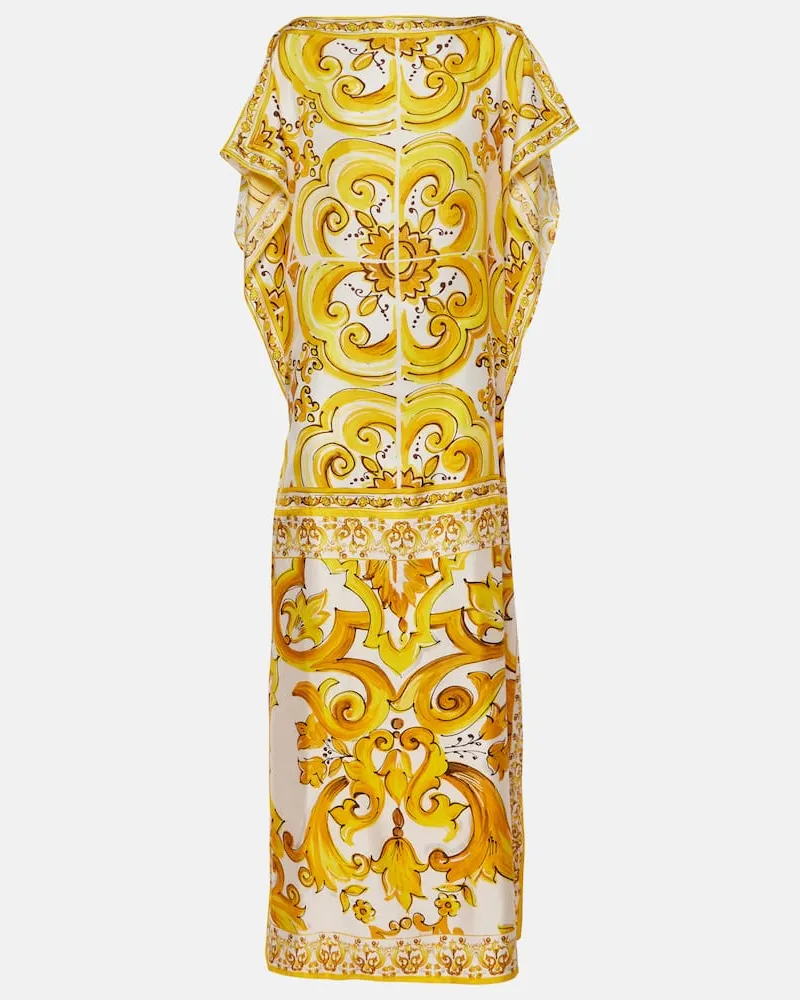 Dolce & Gabbana Kaftan Majolica aus Seide Gelb