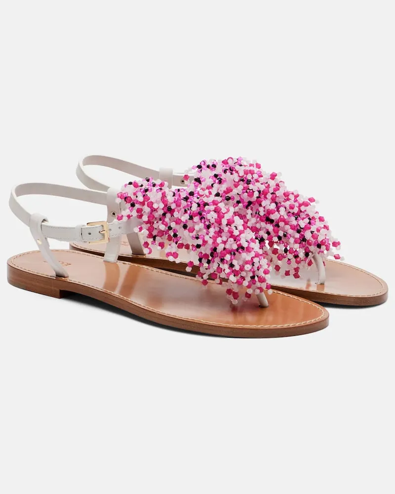 Emilio Pucci Verzierte Sandalen Embroidery aus Leder Rosa