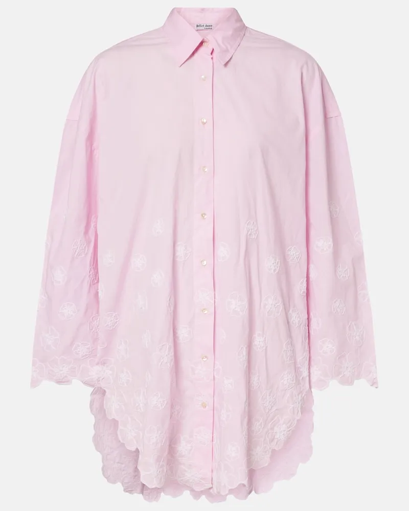 Juliet Dunn Besticktes Hemd aus Baumwollpopeline Rosa