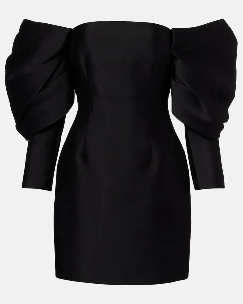 Solace London Minikleid Freja aus Satin Schwarz