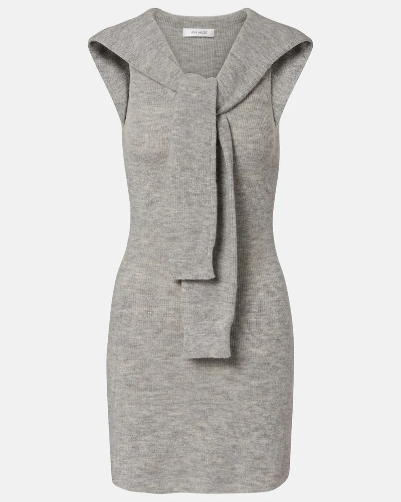Aya Muse Minikleid Vao aus einem Wollgemisch Grau