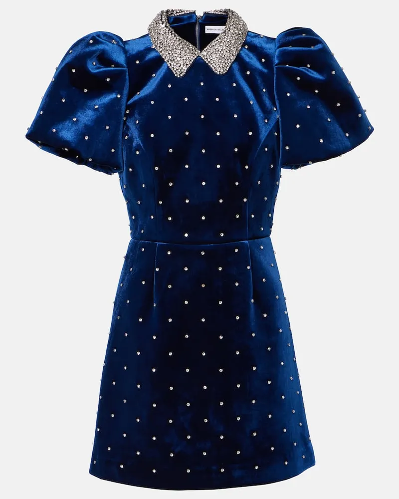 Rebecca Vallance Verziertes Minikleid Vivicia aus Samt Blau