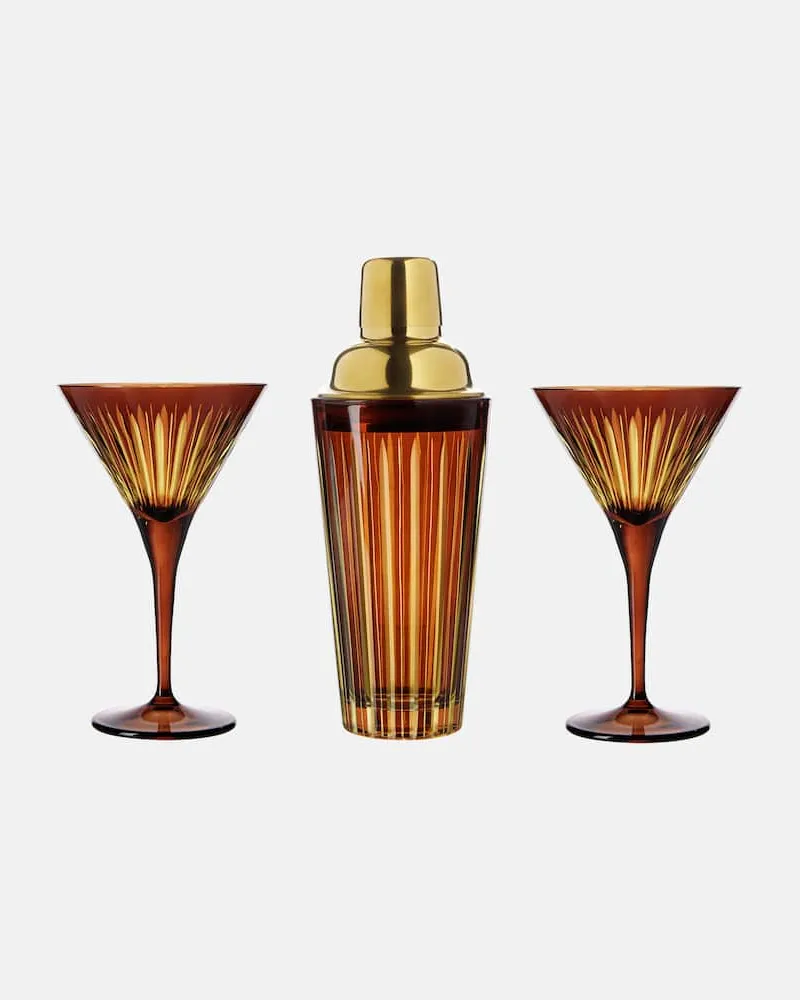 L’OBJET Set Prism aus Shaker und zwei Martinigläsern Orange