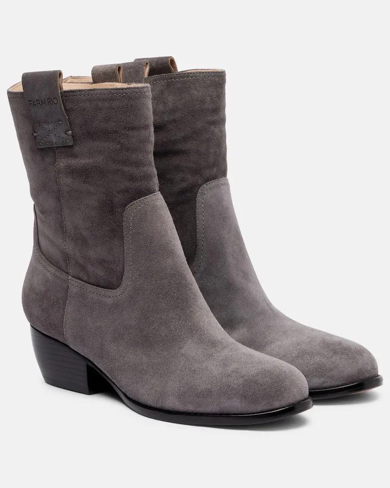 FARM Rio Ankle Boots aus Veloursleder Grau