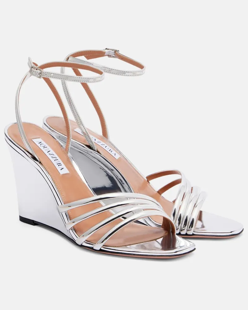 Aquazzura Wedge-Sandalen Latour 85 Silber