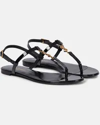 Saint Laurent Sandalen Cassandra aus Lackleder Schwarz