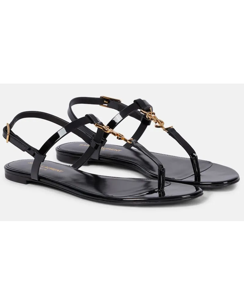 Saint Laurent Sandalen Cassandre aus Lackleder Schwarz