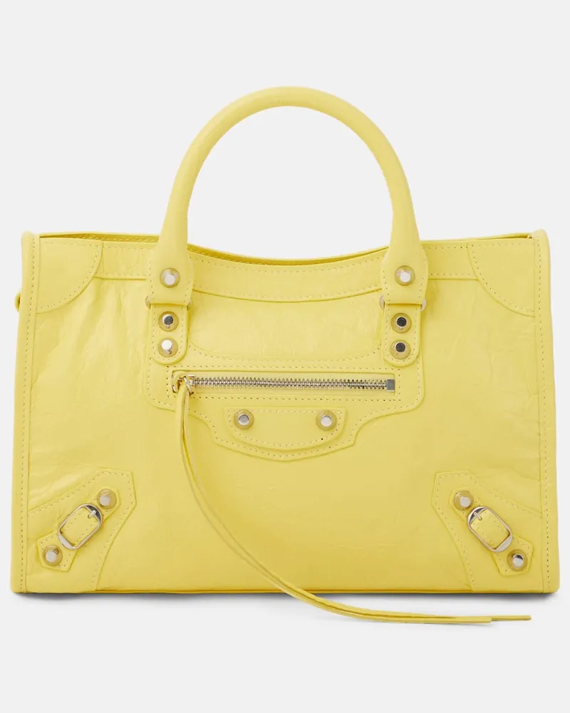 Balenciaga Tote Bag Le City Small aus Leder Gelb