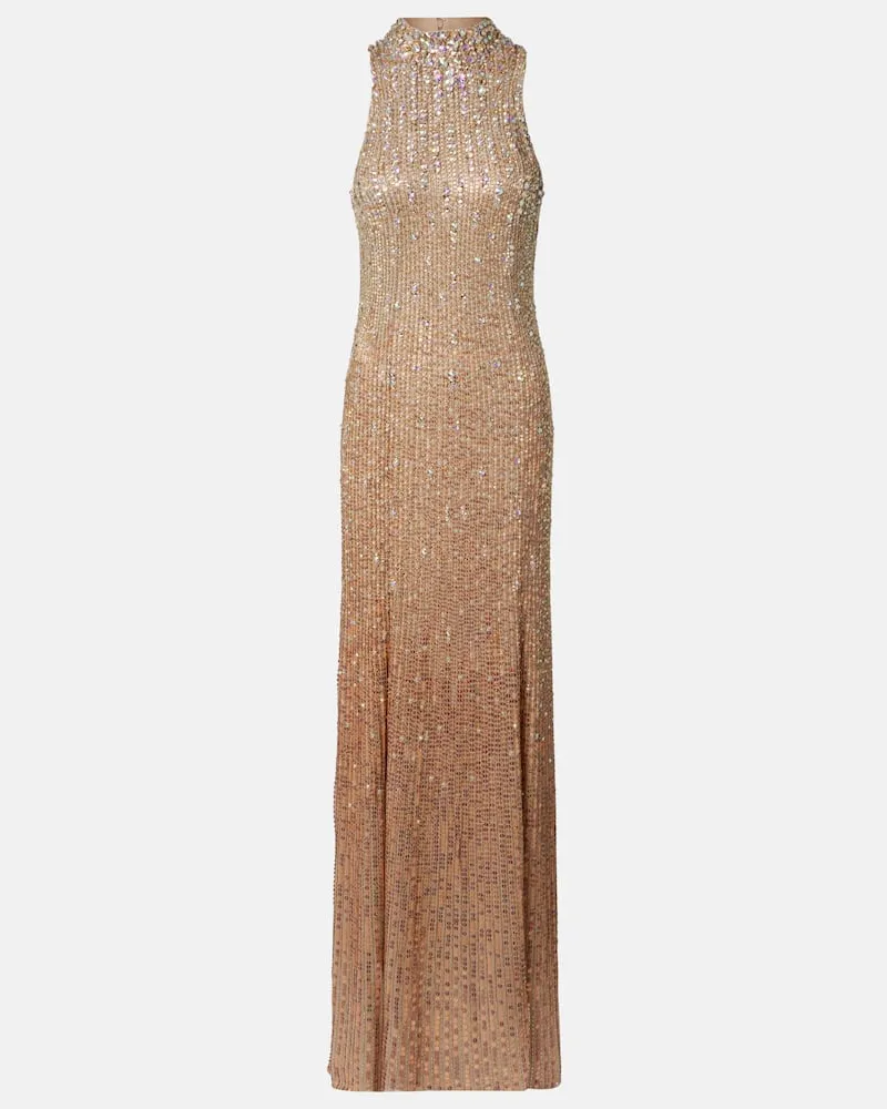 Jenny Packham Verzierte Robe Benue aus Seide Gold