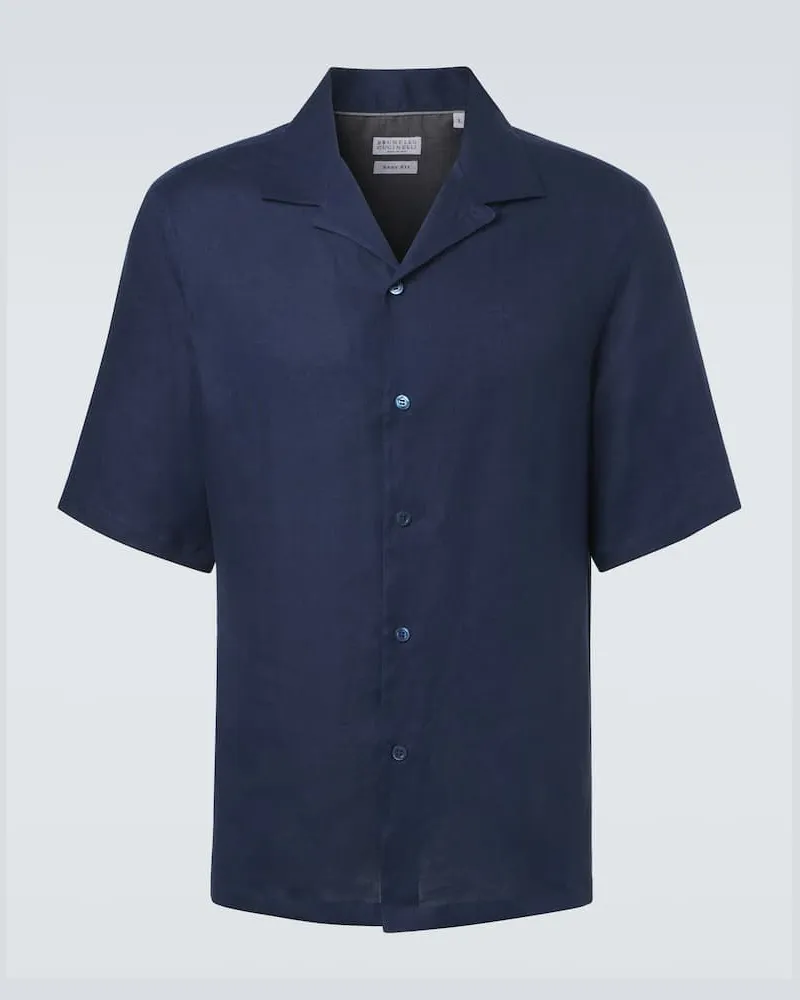 Brunello Cucinelli Hemd aus Leinen Blau