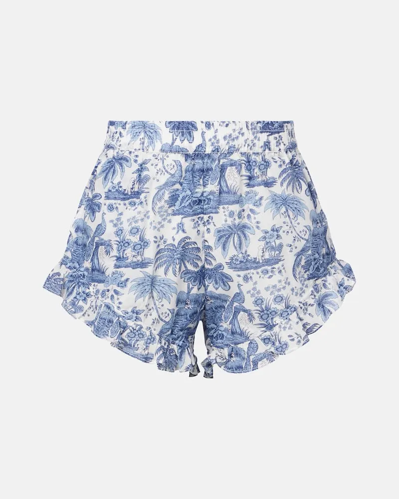 STAUD Bedruckte Shorts Boyana aus Baumwolle Weiã