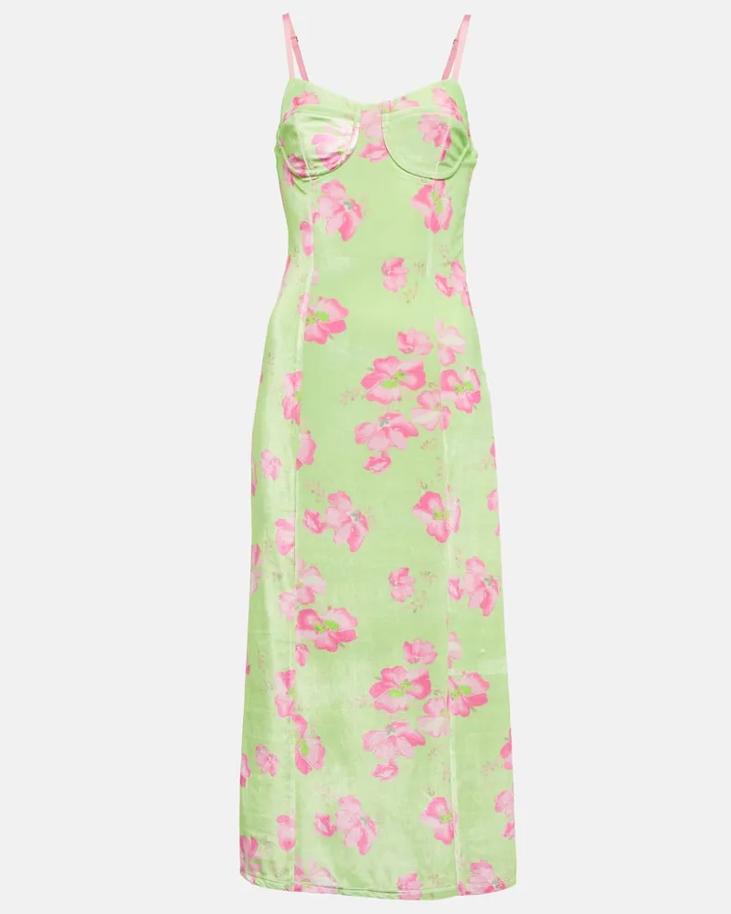 LoveShackFancy Midikleid Sima aus Seide Grün